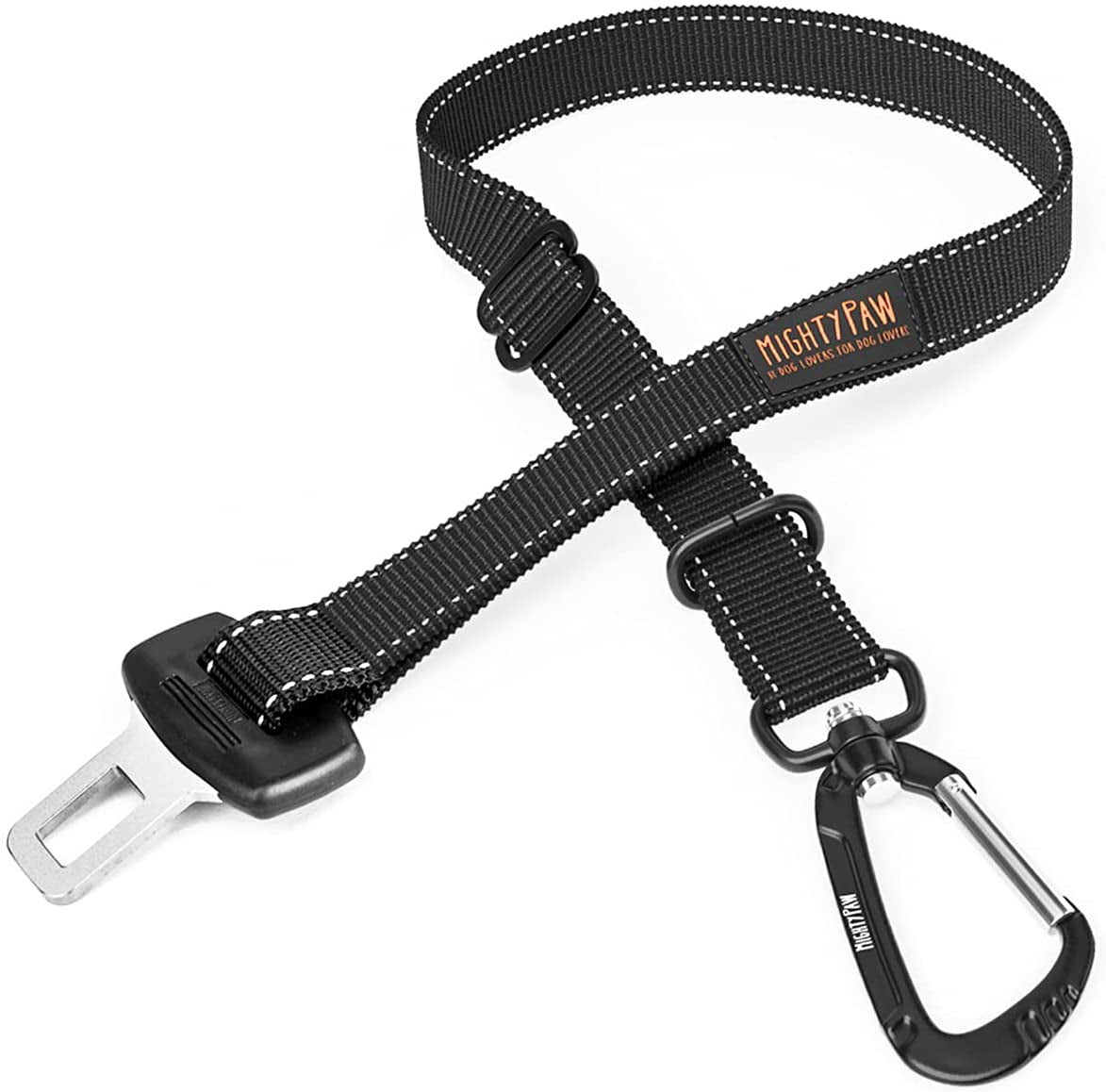 Dog Car Seat Belt | Universal Pet Safety Belt, Created with Human Seatbelt Material. All-Metal Hardware with Adjustable Length Strap. Exceeds Safety Standards. Keep Your Dog Secure (Black)