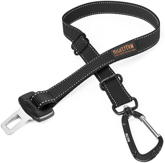Dog Car Seat Belt | Universal Pet Safety Belt, Created with Human Seatbelt Material. All-Metal Hardware with Adjustable Length Strap. Exceeds Safety Standards. Keep Your Dog Secure (Black)