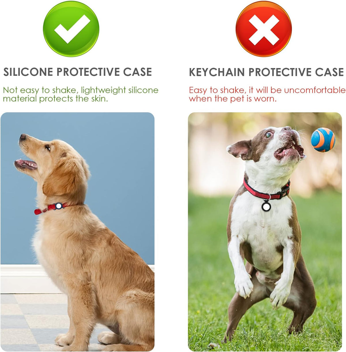 Air-Tag Dog Collar,Silicone Case for GPS Tracking Finder,Protective Cover Compatible with Apple Air-Tag,Safety and Anti-Lost,Dog Collar Cat Loop Holder Pet Accessories (Blue-Red)